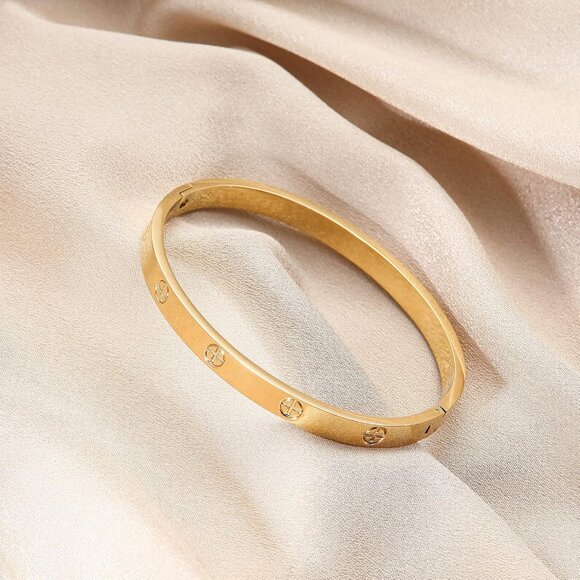 18K Gold Plated Titanium Steel Twin Friendship Bracelets for Women, Adjustable C - Picture 4 of 6